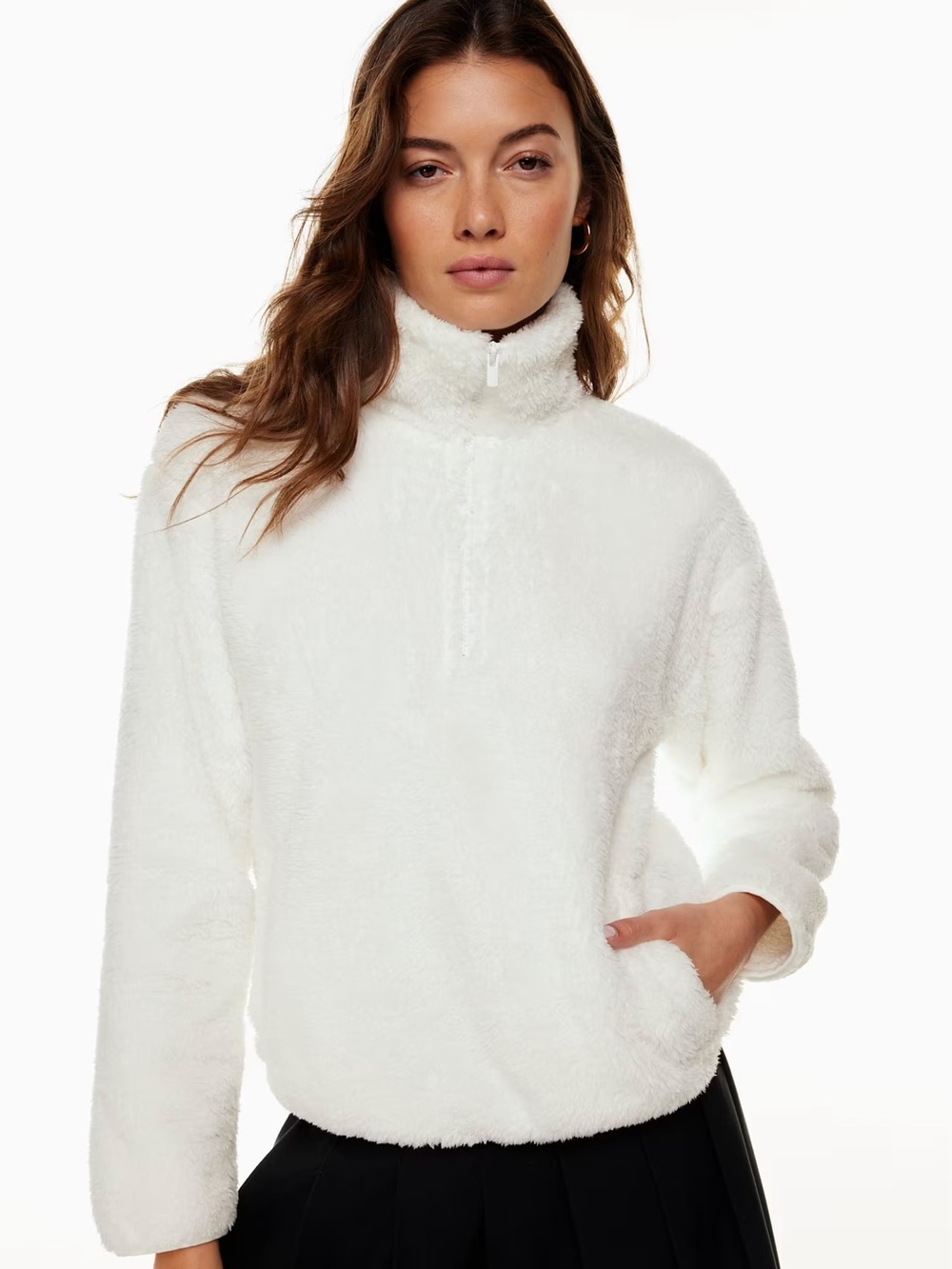 Aritzia Sunday Best Kieron Mockneck Teddy Fleece Sweatshirt in Espace